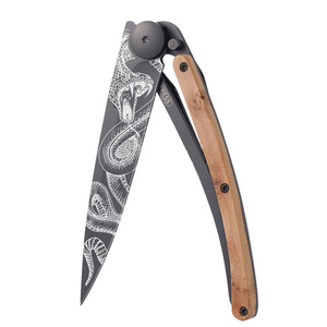 Kieszonkowy nóż Deejo 1GB127 Tattoo snake, black, 37g, juniper