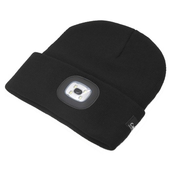 czapka BLACK z diodą LED latarka Cattara USB ładowanie, Cattara